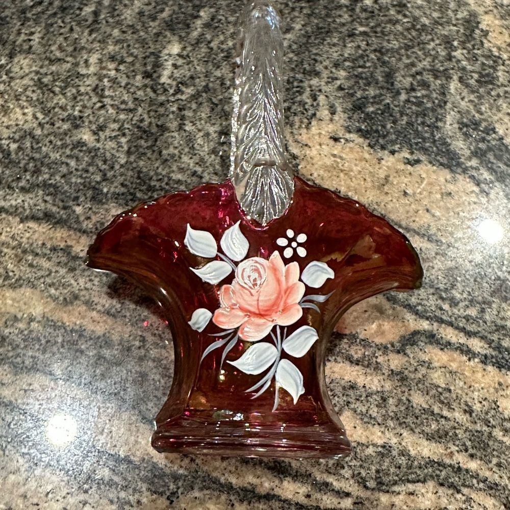 Glass floral basket home decor